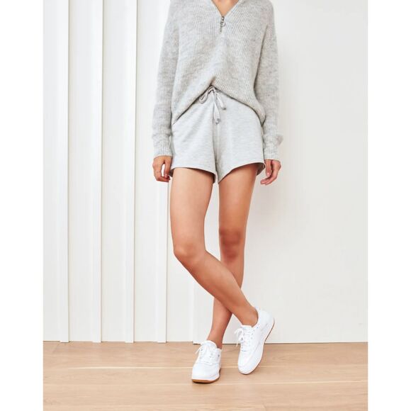 Quince Pants - Quince Light Gray High Waist Women Shorts